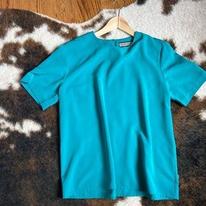 Vintage 90’s Silky Teal Dress Blouse